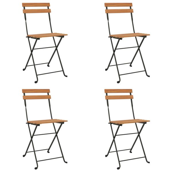 vidaXL Folding Bistro Chairs 4 pcs Solid Wood Teak and Steel
