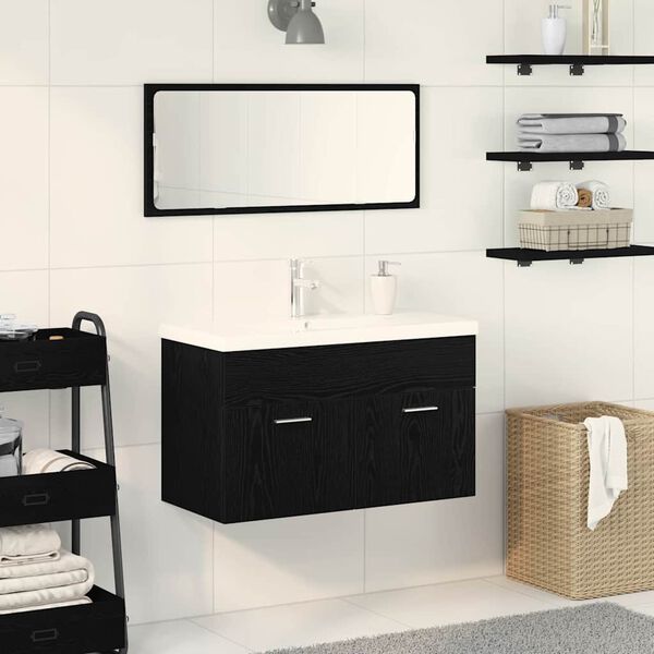 vidaXL Bathroom Cabinet Black Oak 90 x 38.5 x 46 cm Engineered Wood