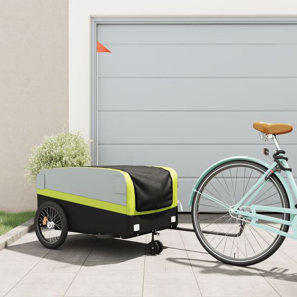 vidaXL Bike Trailer Black and Green 45 kg Iron