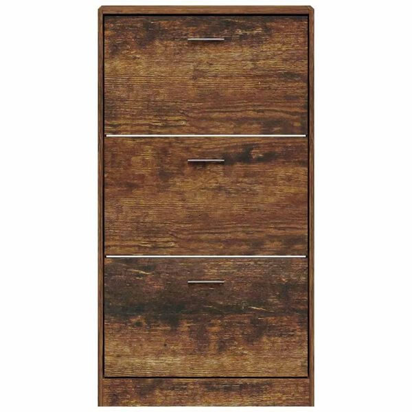 vidaXL Shoe Cabinet Smoked Oak 59x17x108 cm Engineered Wood