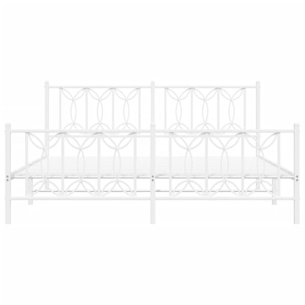 vidaXL Metal Bed Frame without Mattress with Footboard White 180x200cm