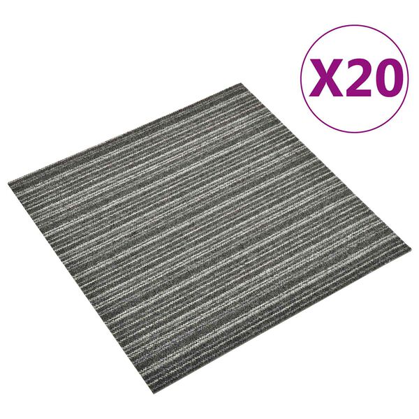 vidaXL Carpet 20 pcs Striped Anthracite 50 x 50 cm 100% Polypropylene