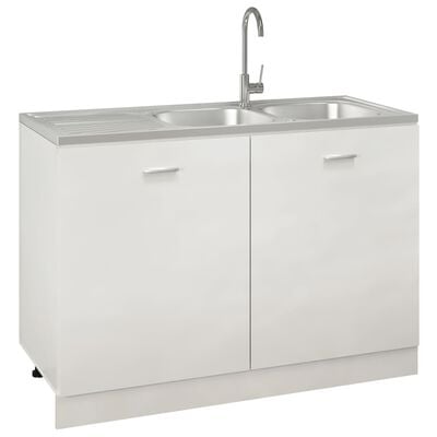 vidaXL Kitchen Sink with Double Sinks Silver 1200x500x155 mm Stainless Steel