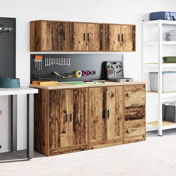 vidaXL Garage Wall Cabinets 2 pcs Old Wood Engineered Wood