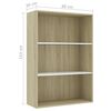 vidaXL 3-Tier Book Cabinet White and Sonoma Oak 80x30x114 cm Engineered Wood
