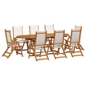 vidaXL 7 Piece Garden Dining Set Solid Wood Acacia and Textilene