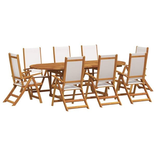 vidaXL 7 Piece Garden Dining Set Solid Wood Acacia and Textilene