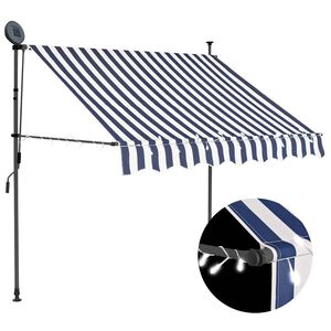 vidaXL Retractable Awning | Blue and White | Polyester with PU coating | 150 cm