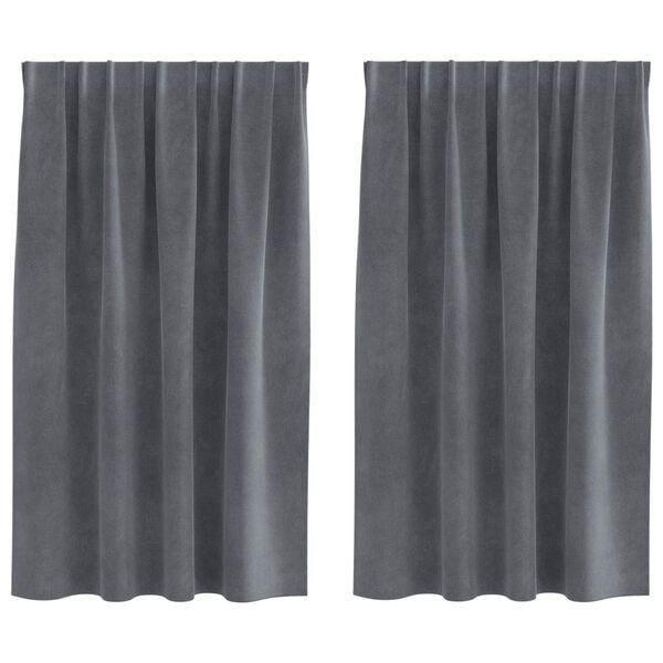 vidaXL Blackout Curtains 2 pcs Light Grey 140 x 140 cm Velvet