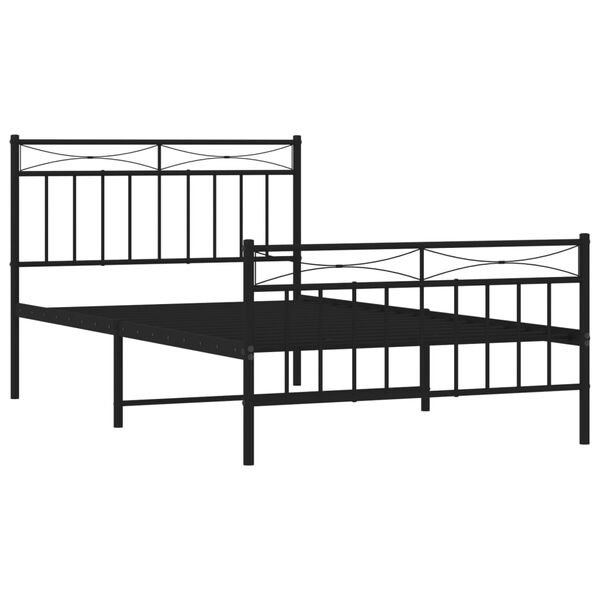 vidaXL Metal Bed Frame without Mattress with Footboard Black 107x203cm