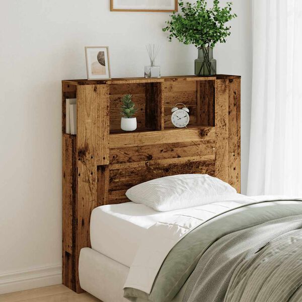vidaXL Headboard Cabinet Old Wood 100x18.5x102.5 cm Engineered Wood