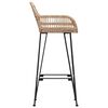 vidaXL Bar Chair 2 pcs Natural 55 x 52 x 105 cm Rattan and Iron