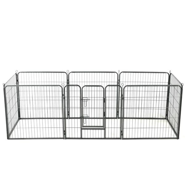 vidaXL Dog Playpen 8 Panels Steel 80x80 cm Black