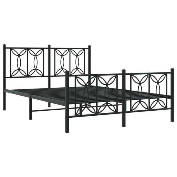 vidaXL Metal Bed Frame without Mattress with Footboard Black 135x190cm