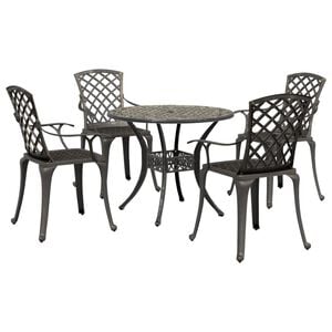 vidaXL 5 Piece Garden Dining Set Bronze Cast Aluminium