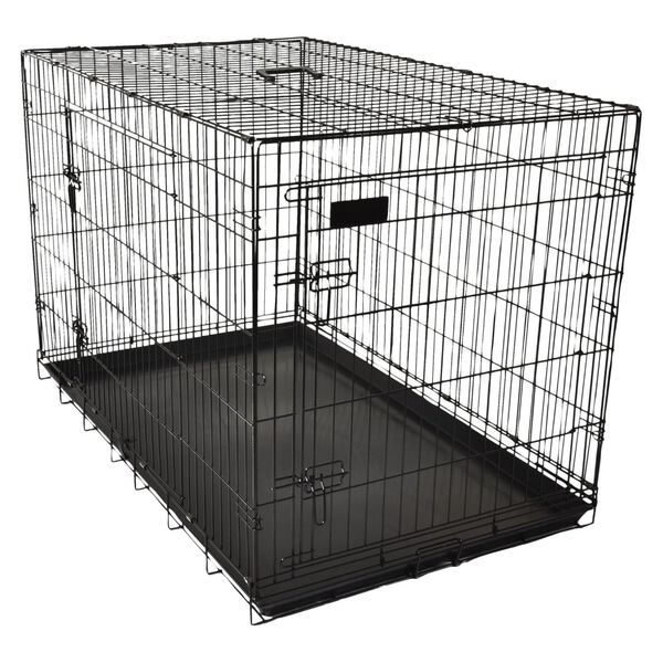 FLAMINGO Pet Wire Cage with Sliding Door Mezo M 47x77x55 cm Black