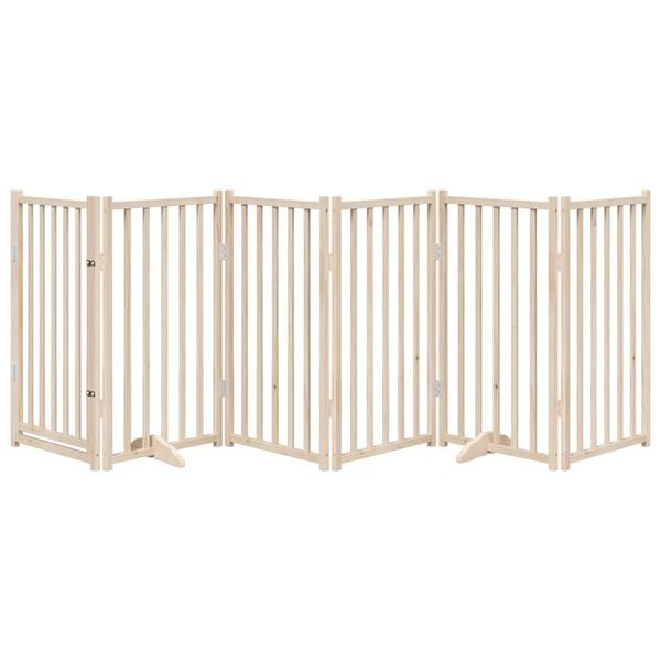 vidaXL Dog Gate with Door Foldable 6 Panels 300 cm Solid Wood Fir