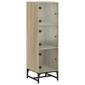 vidaXL Highboard with Glass Doors Sonoma Oak 35x37x120 cm