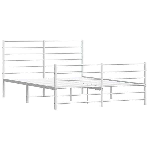 vidaXL Metal Bed Frame without Mattress with Footboard White 140x200cm