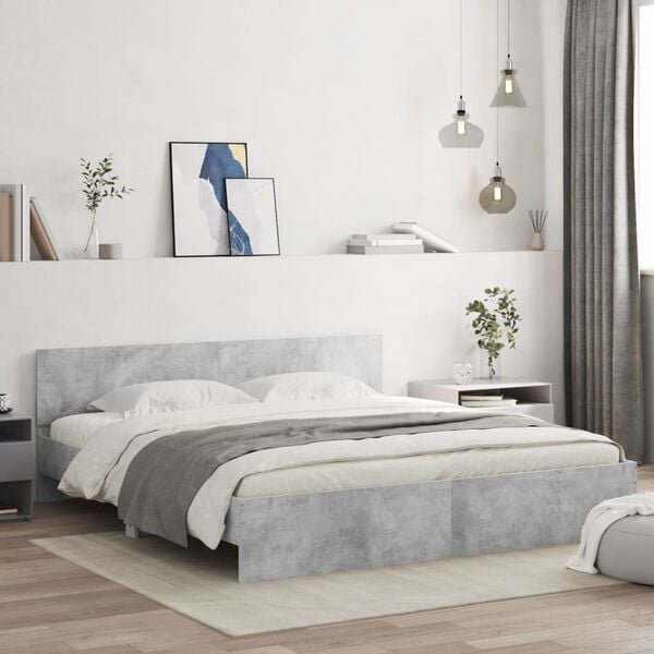 vidaXL Bed Frame without Mattress Concrete Grey 200x200 cm