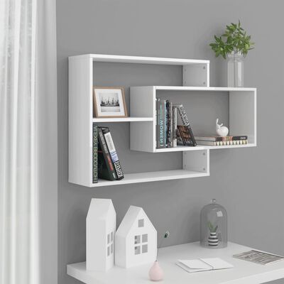 vidaXL Wall Shelf High Gloss White 104x20x58.5 cm Engineered Wood