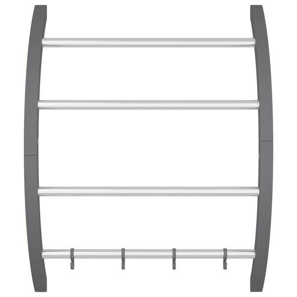 vidaXL Towel Rack with Hooks Silver 56x16x72 cm Aluminium
