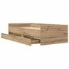vidaXL Bed Frame with Drawer Artisan Oak 90 x 190 cm Solid Pine Wood