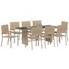 vidaXL Garden Dining Set 9 pcs Beige Poly Rattan