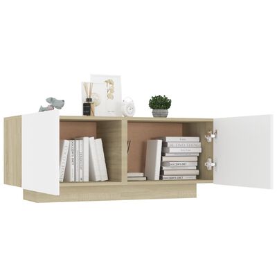 vidaXL TV Cabinet White and Sonoma Oak 100x35x40 cm Engineered Wood