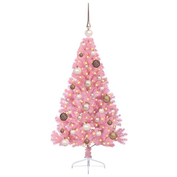 vidaXL Artificial Pre-lit Christmas Tree with 150 LEDs Pink 120 cm PVC