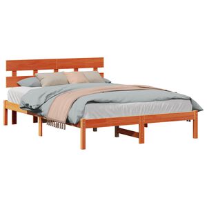 vidaXL Bed Frame with Headboard Brown 140 x 200 cm Solid Pine wood
