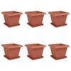 vidaXL Plant Pots 6 pcs Brick Red Plastic