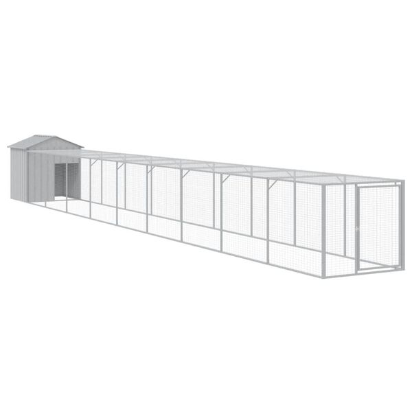 vidaXL Chicken Cage with Run Light Grey 117x1017x123 cm Galvanised Steel