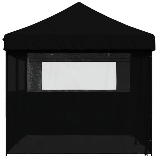 vidaXL Foldable Party Tent Pop-Up with 4 Sidewalls Black