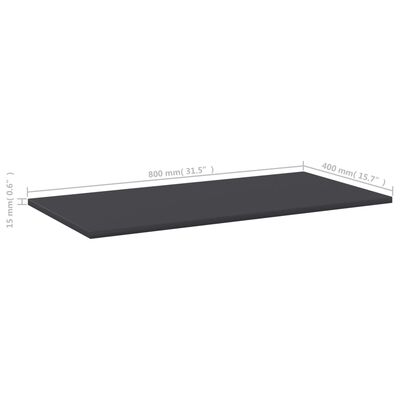 vidaXL Bookshelf Boards 8 pcs Grey 80x40x1.5 cm Engineered Wood