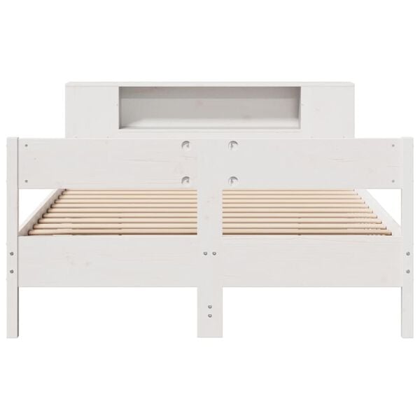 vidaXL Bookcase Bed without Mattress White 150x200 cm King Size Solid Wood Pine