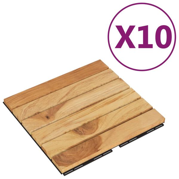 vidaXL Decking Tiles 30 pcs 30x30 cm Solid Wood Teak Vertical Pattern