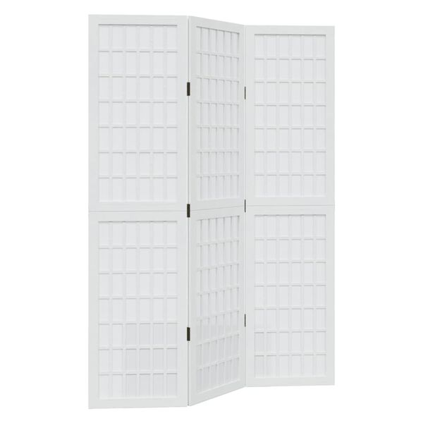 vidaXL Room Divider 3 Panels White Solid Wood Paulownia