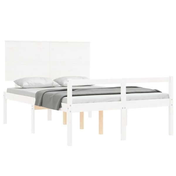 vidaXL Senior Bed without Mattress White Double Solid Wood