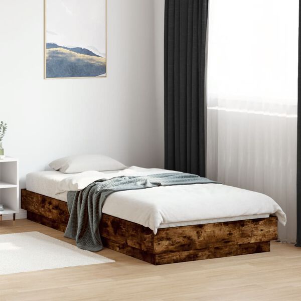 vidaXL Bed Frame without Mattress Smoked Oak 100x200 cm Engineered Wood