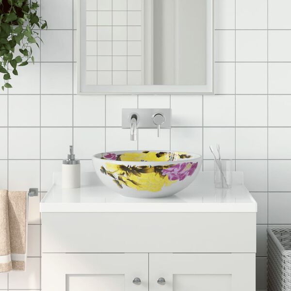 vidaXL Countertop Basin Multicolour Round &Phi;41x14 cm Ceramic