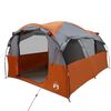 vidaXL Family Tent Tunnel 6-Person Grey and Orange Waterproof