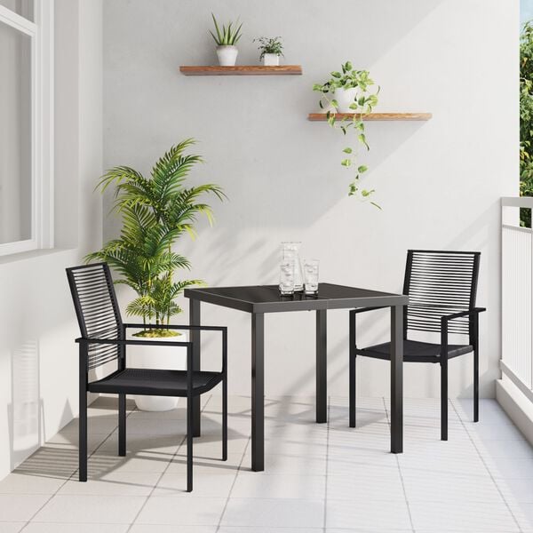 vidaXL Garden Dining Set 3 pcs Black PVC rattan