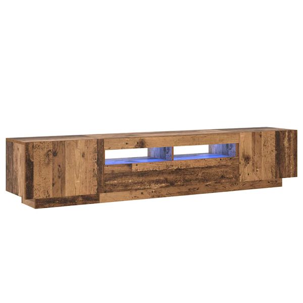 vidaXL TV Cabinet with LED Lights Old Wood 200x35x40 cm Engineered Wood