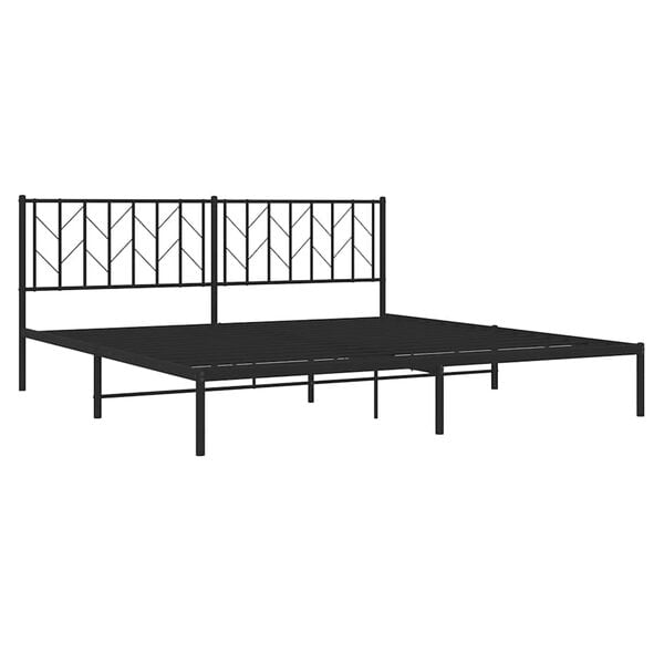 vidaXL Metal Bed Frame without Mattress with Headboard Black 193x203cm