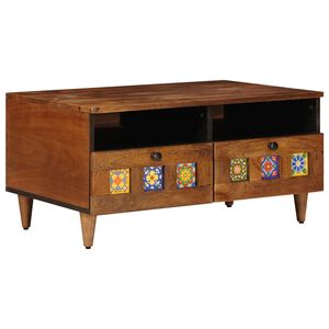 vidaXL TV Cabinet Walnut 70 x 33 x 46 cm Solid Mango Wood