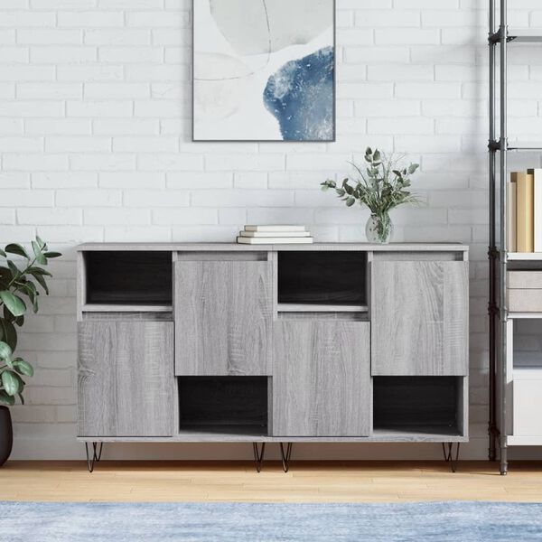 vidaXL Sideboards 2 pcs Grey Sonoma Engineered Wood
