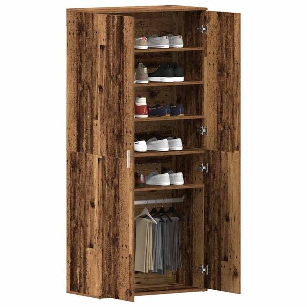 vidaXL Shoe Cabinet Old Wood 80 x 39 x 178 cm Engineered Wood