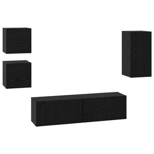 vidaXL TV Cabinet Set 5 pcs Black Oak Engineered Wood