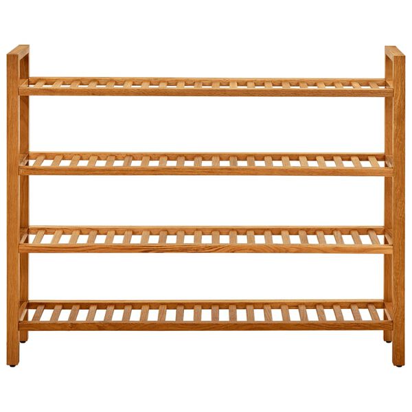 vidaXL Shoe Rack with 4 Shelves 100x27x80 cm Solid Oak Wood